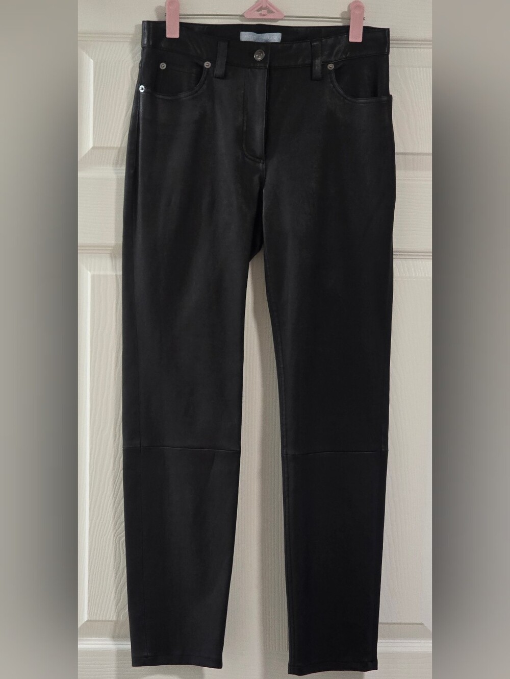Antonio Melani Black Genuine Leather Pants, Size 6